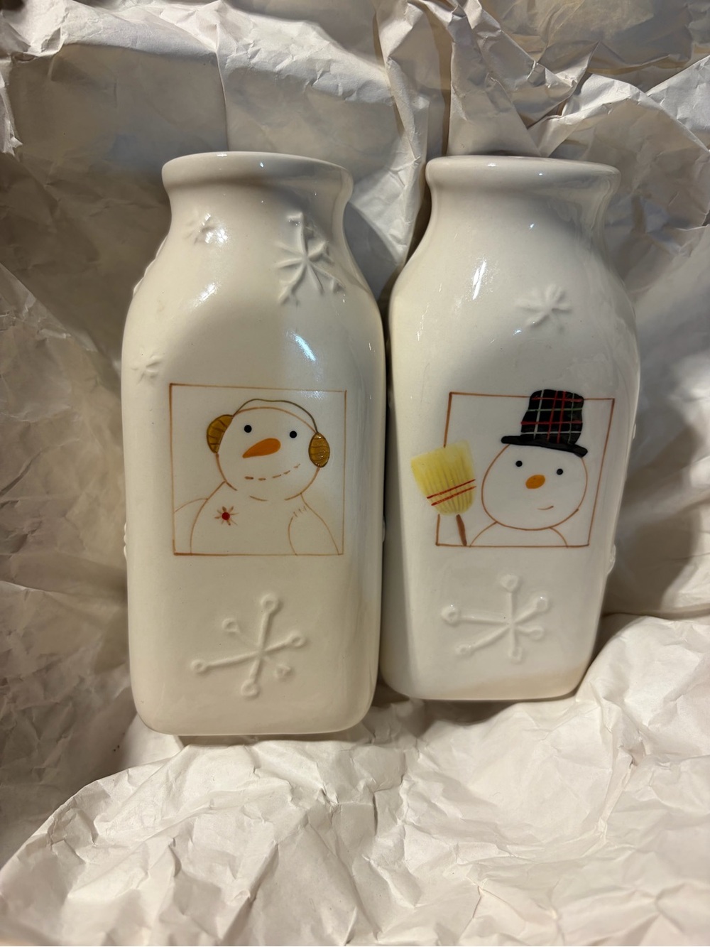 Vintage HMK Christmas Snowman Salt & Pepper Shaker Set